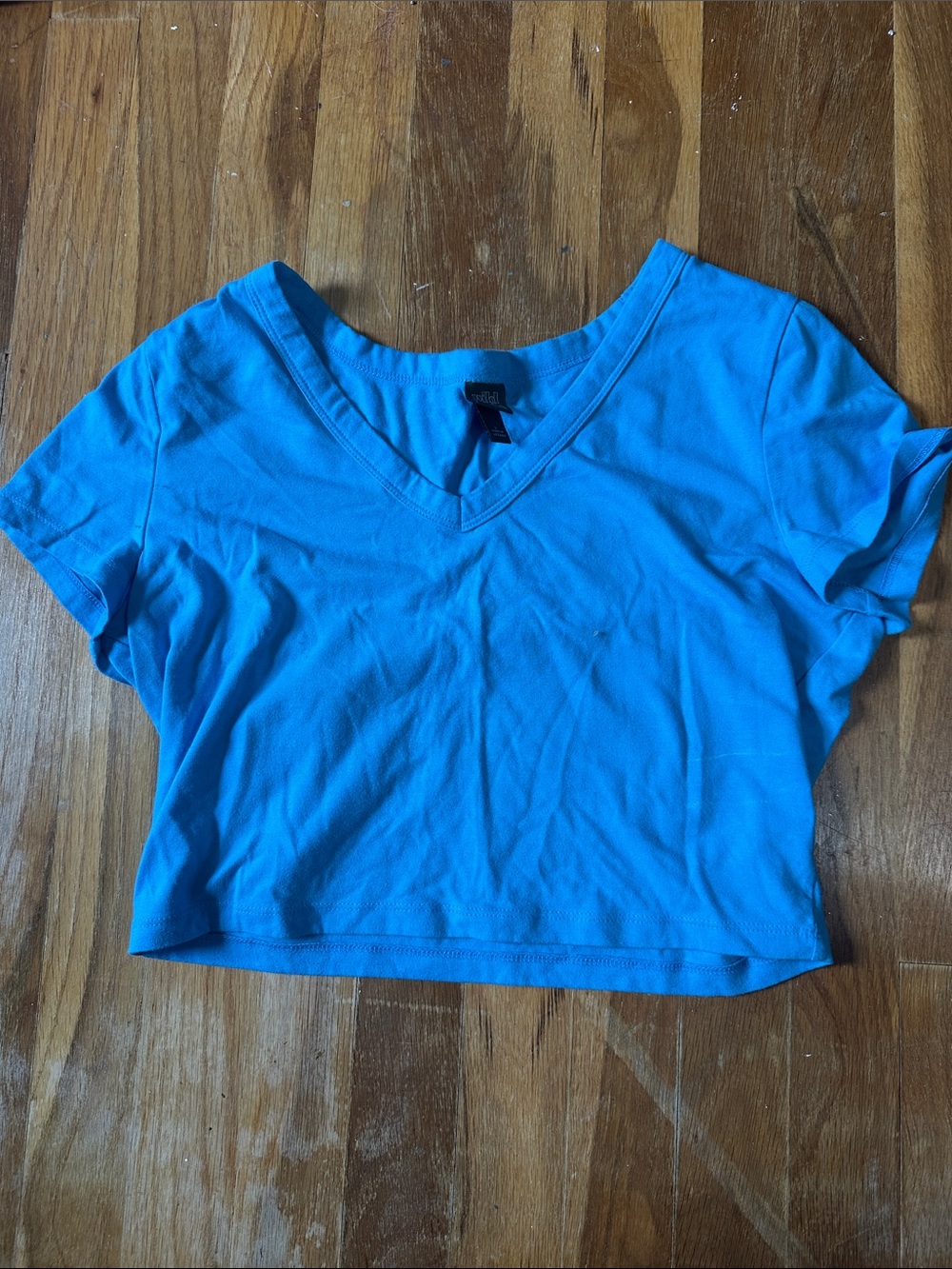 wild fable Bright Blue V-Neck Cropped Tee
